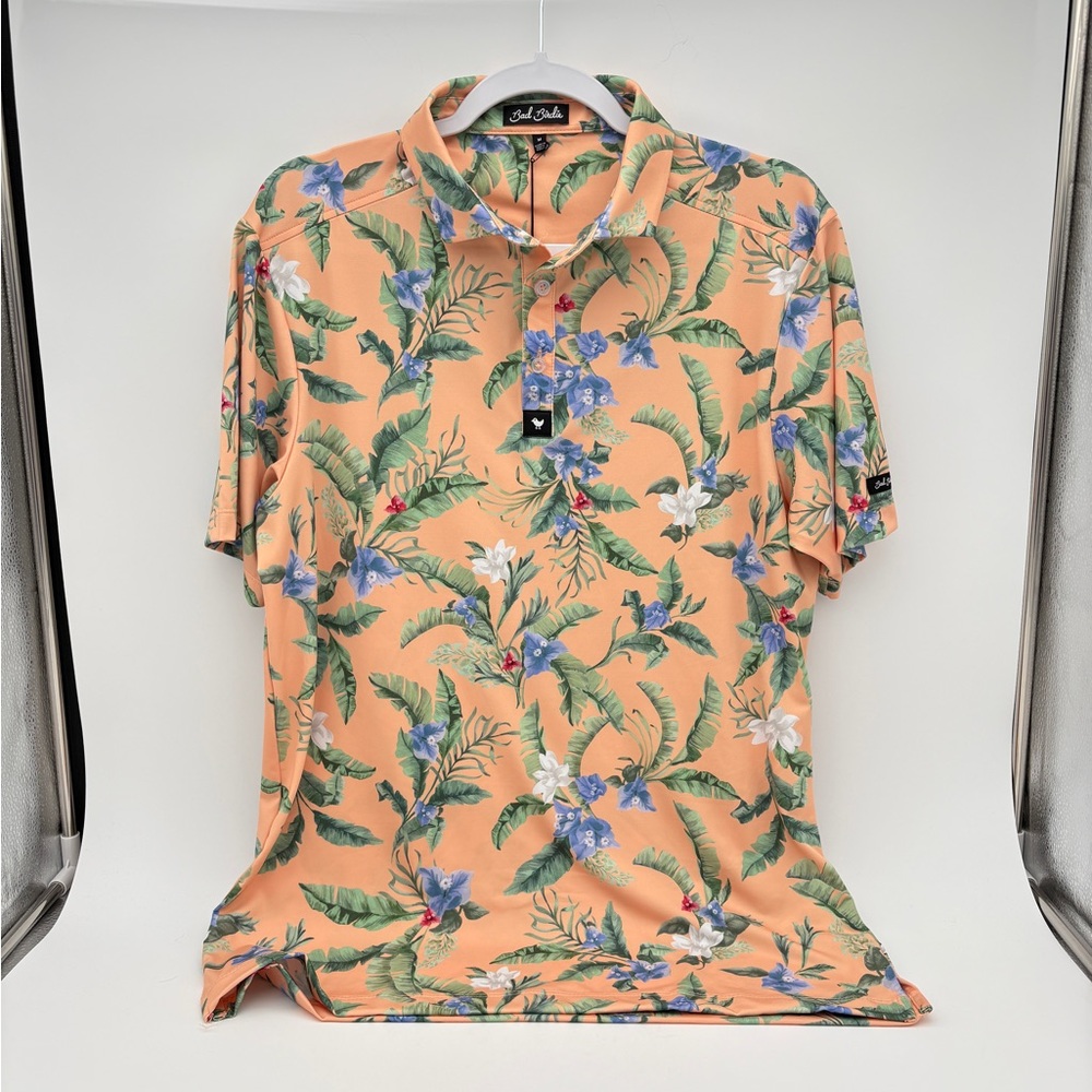 NWT Bad Birdie Mens Size Medium Flora Fiesta Core Polo Shirt Top